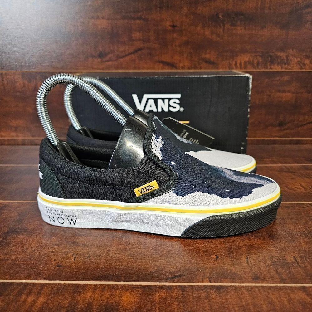 Vans Classic Slip-On National Geographic Glacier Then & Now Womens Size 5.5